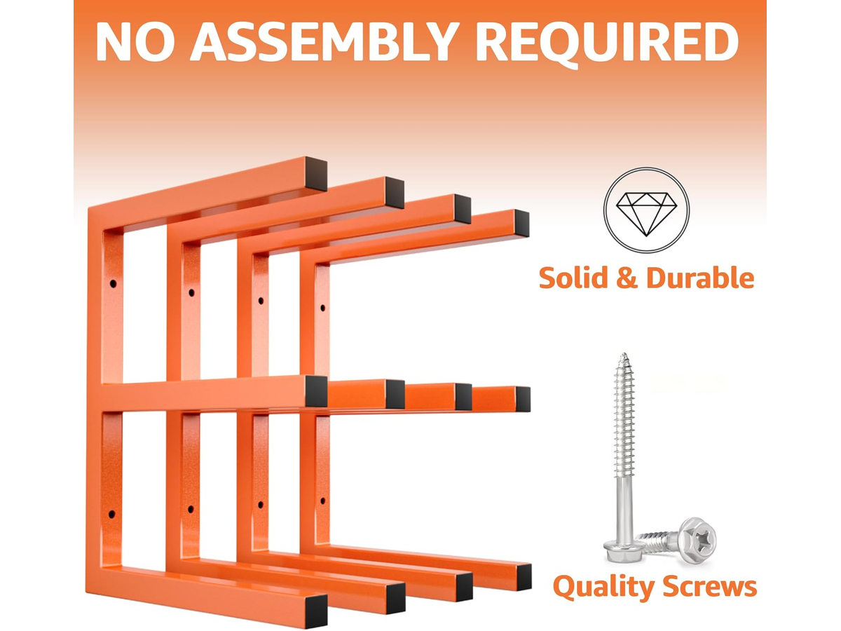 Lumber Storage Rack Wall Mount Heavy Duty 6 Level Steel Wood Organizer