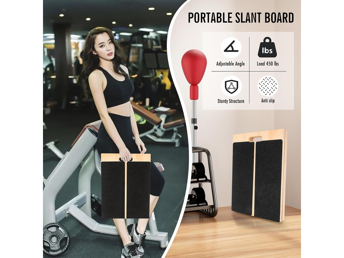 Portable Wooden Slant Board Adjustable Calf Stretch Board for Squats