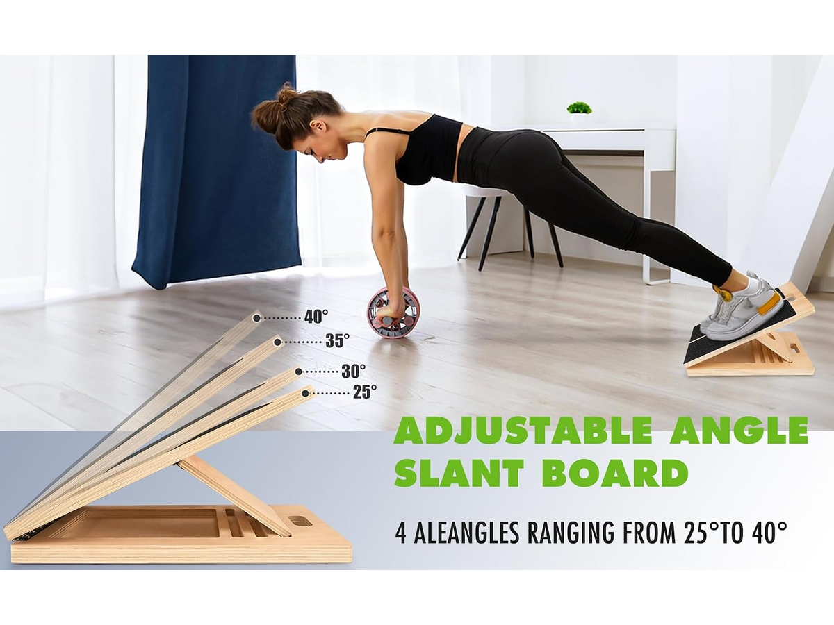Portable Wooden Slant Board Adjustable Calf Stretch Board for Squats