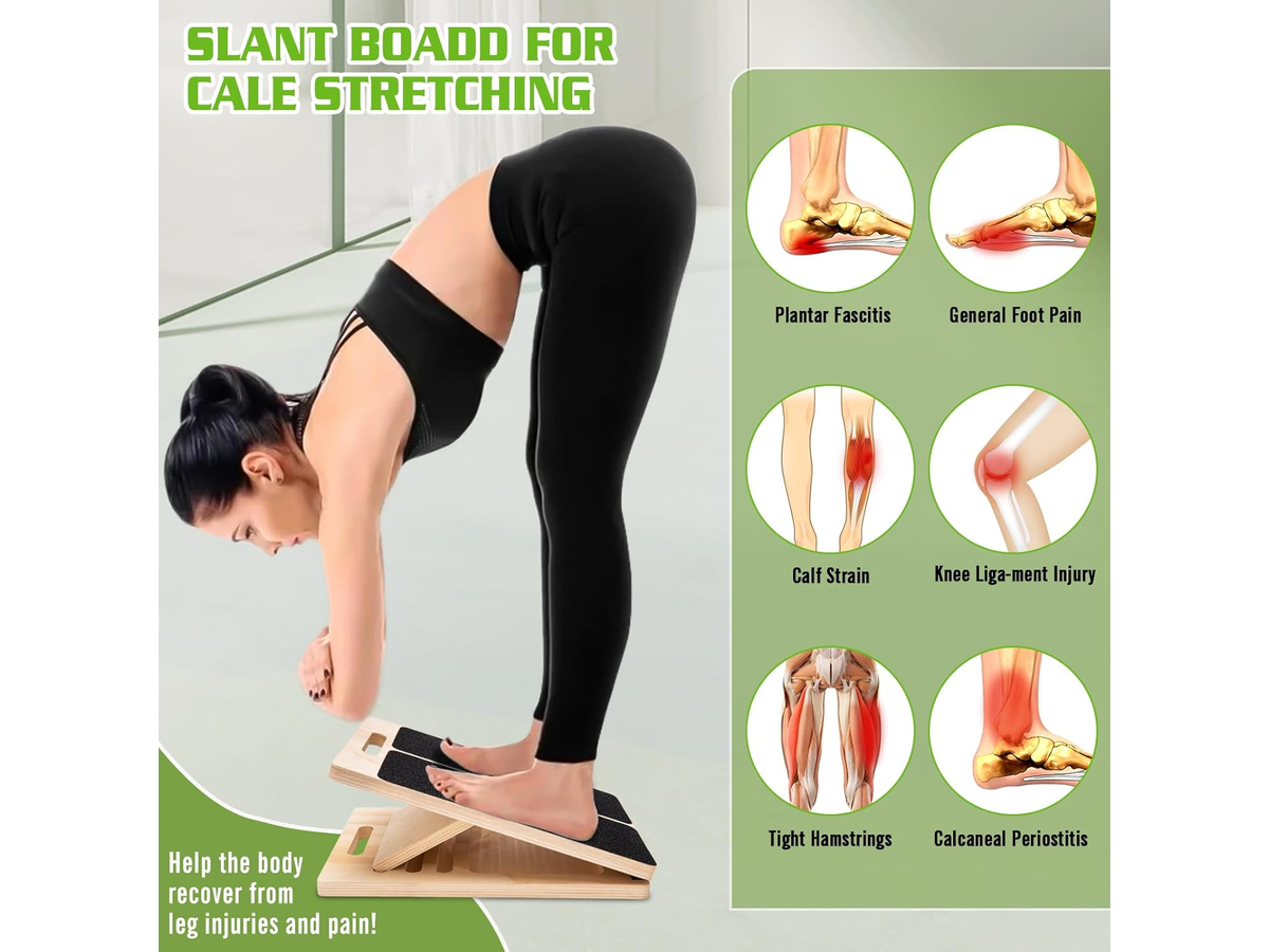 Portable Wooden Slant Board Adjustable Calf Stretch Board for Squats