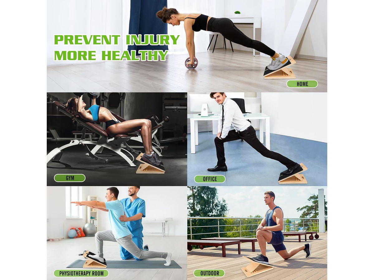 Portable Wooden Slant Board Adjustable Calf Stretch Board for Squats
