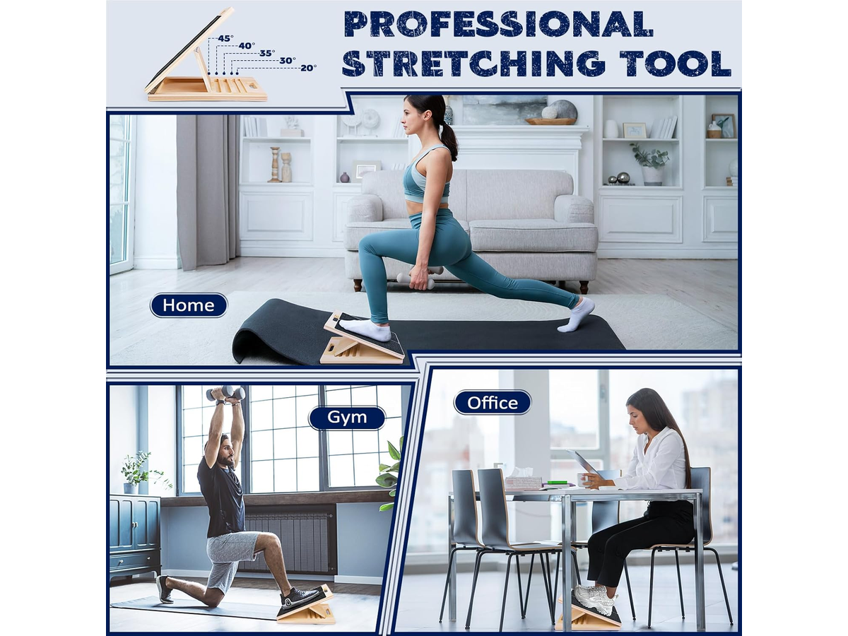 Portable Wooden Slant Board Adjustable Calf Stretch Board for Squats