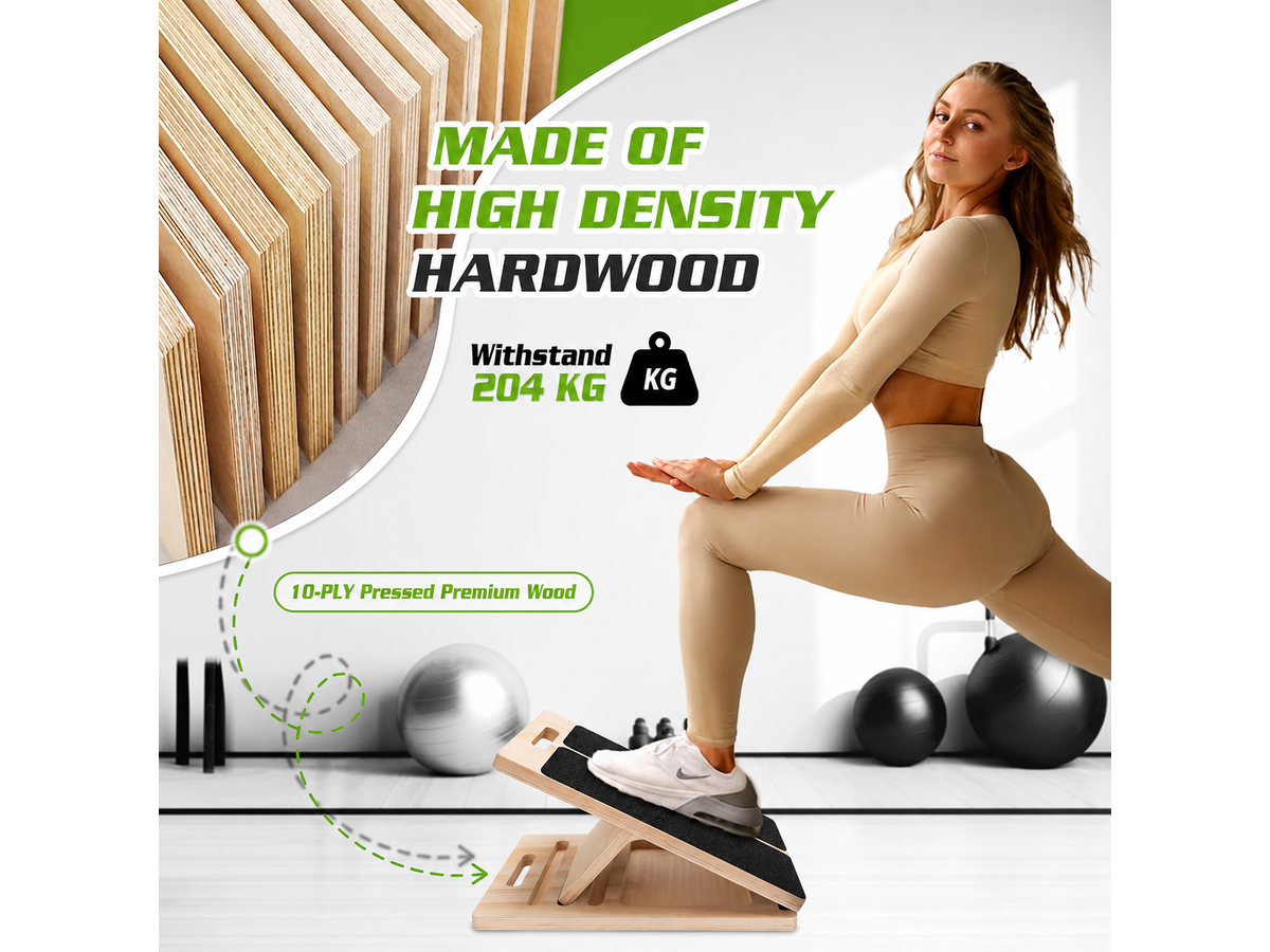 Portable Wooden Slant Board Adjustable Calf Stretch Board for Squats