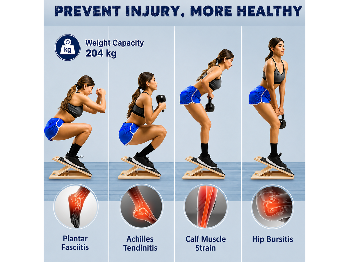 Portable Wooden Slant Board Adjustable Calf Stretch Board for Squats