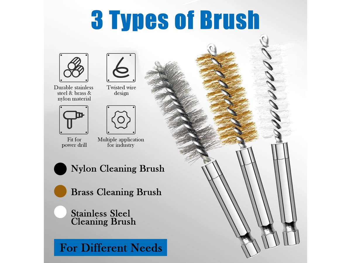 Wire Brush Set 36 Piece Nylon Brass and Stainless Steel Bore Cleaning Brush Kit