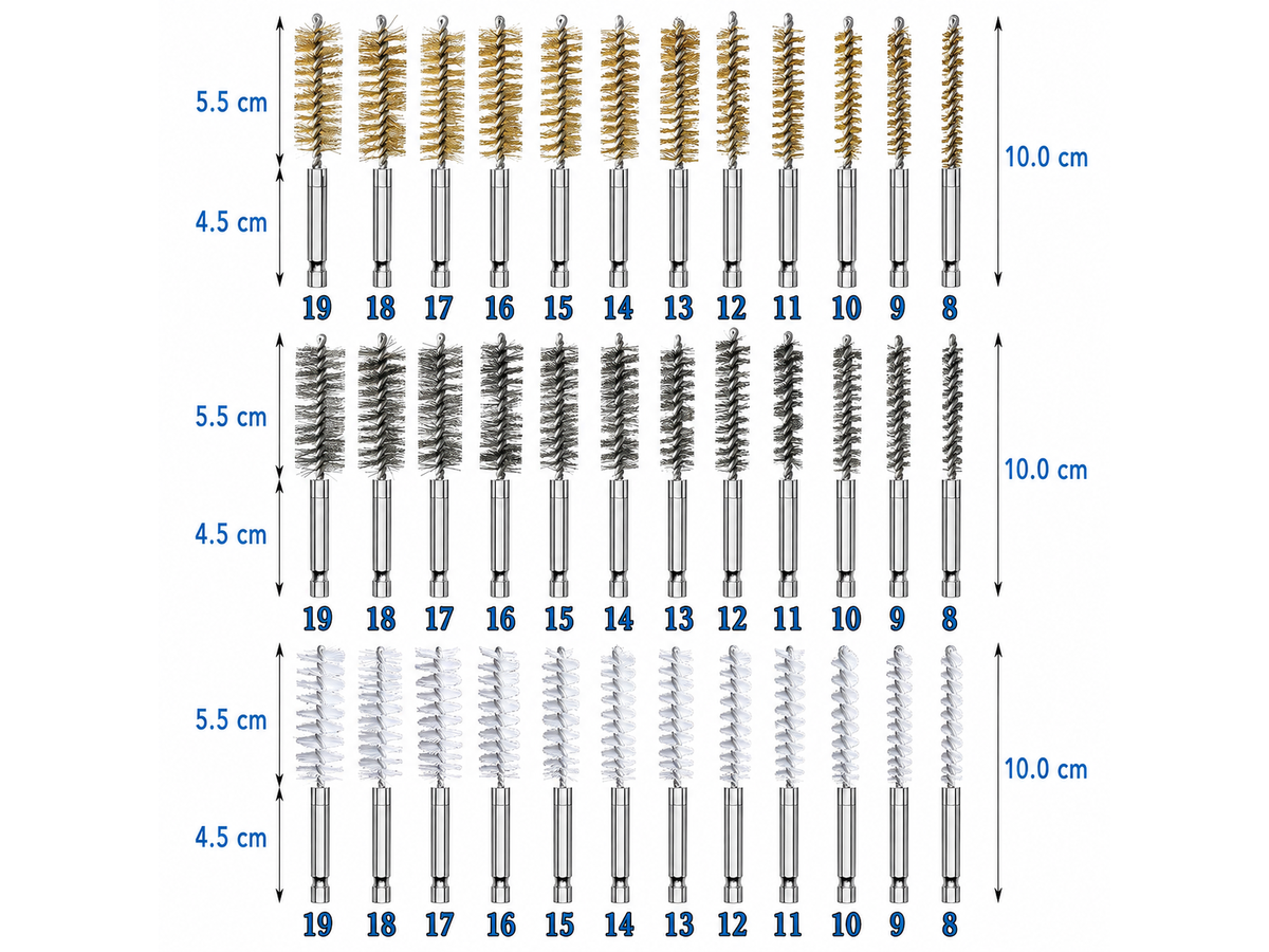 Wire Brush Set 36 Piece Nylon Brass and Stainless Steel Bore Cleaning Brush Kit