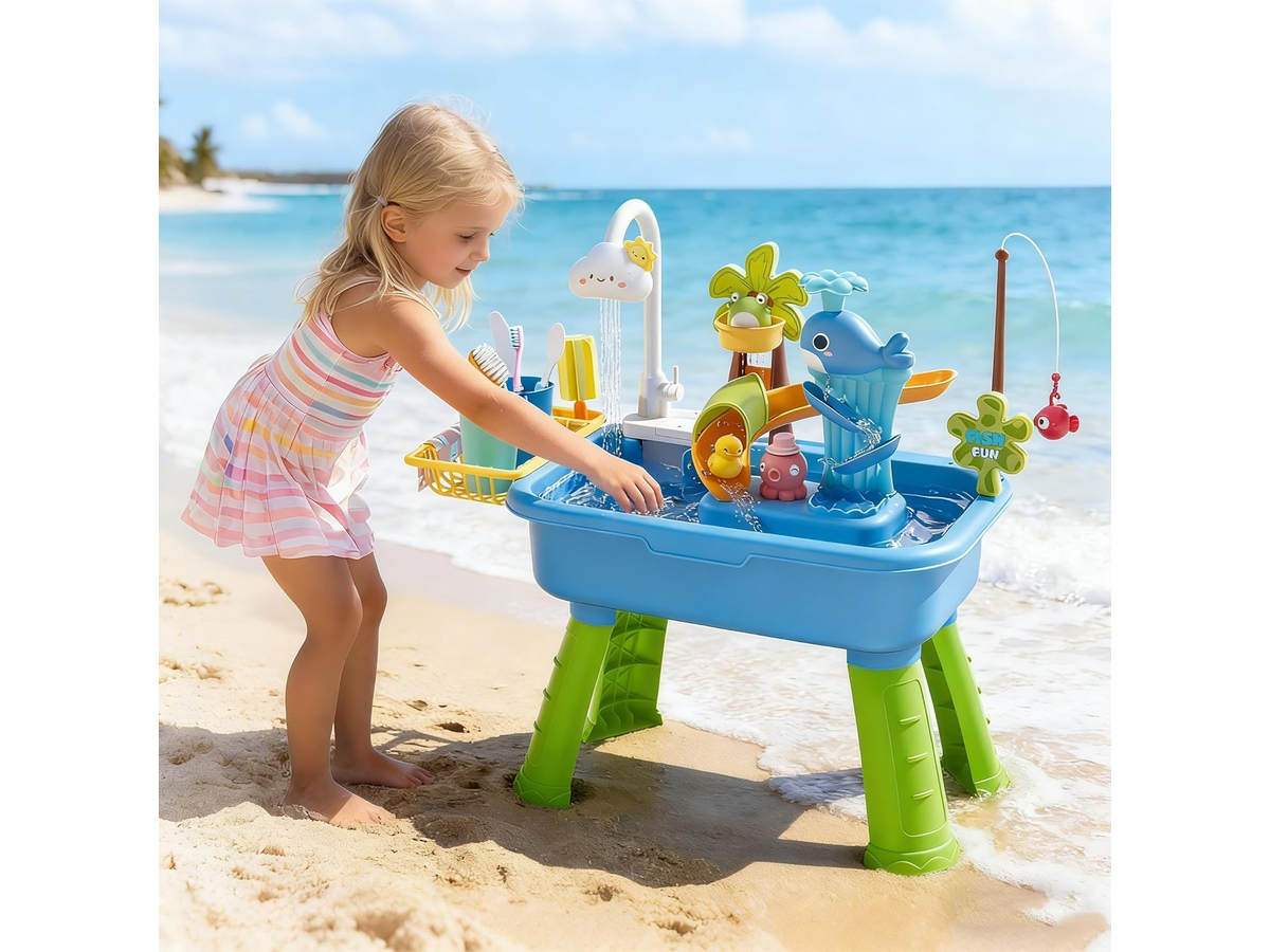 Sand Water Play Table Fishing Game Toy with Water Recycling System