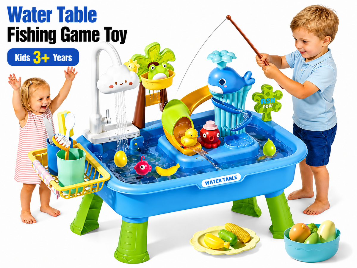 Sand Water Play Table Fishing Game Toy with Water Recycling System