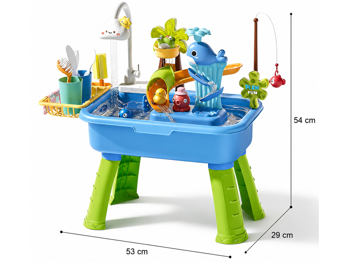 Sand Water Play Table Fishing Game Toy with Water Recycling System