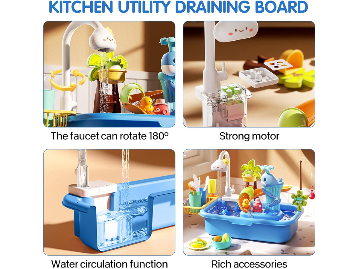 Sand Water Play Table Fishing Game Toy with Water Recycling System