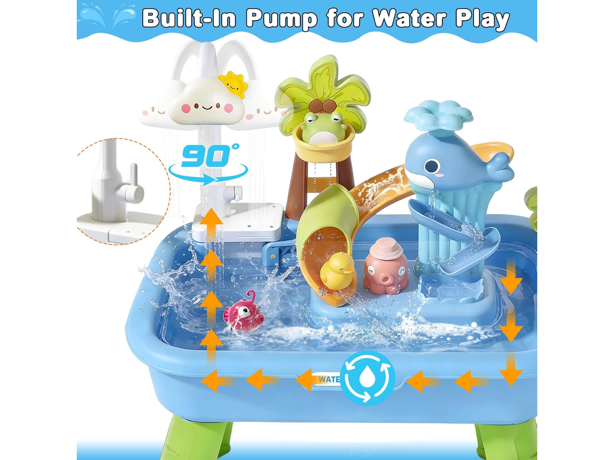 Sand Water Play Table Fishing Game Toy with Water Recycling System