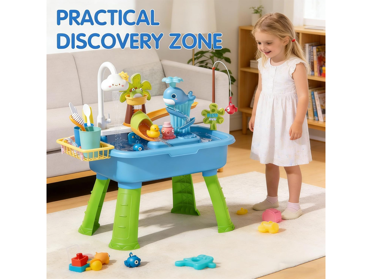Sand Water Play Table Fishing Game Toy with Water Recycling System