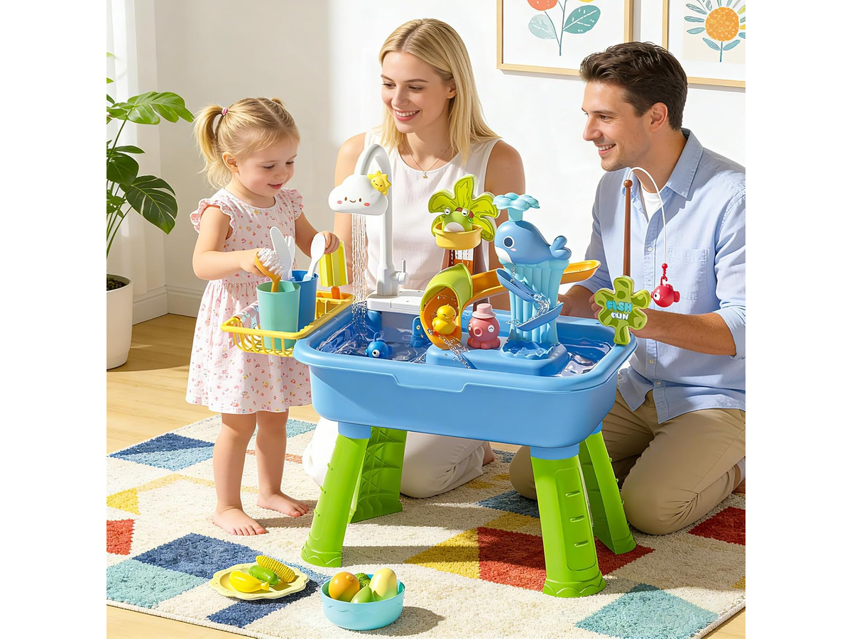 Sand Water Play Table Fishing Game Toy with Water Recycling System