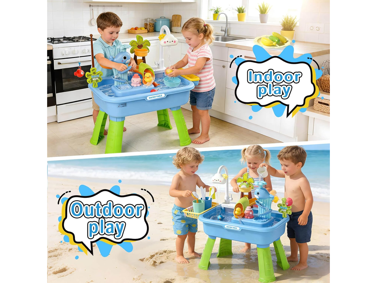Sand Water Play Table Fishing Game Toy with Water Recycling System