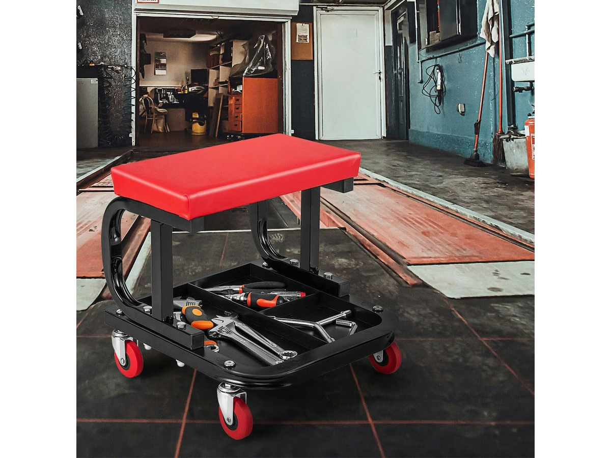 Rolling Workshop Creeper Mechanic Stool 150KG Garage Seat with Tool Tray