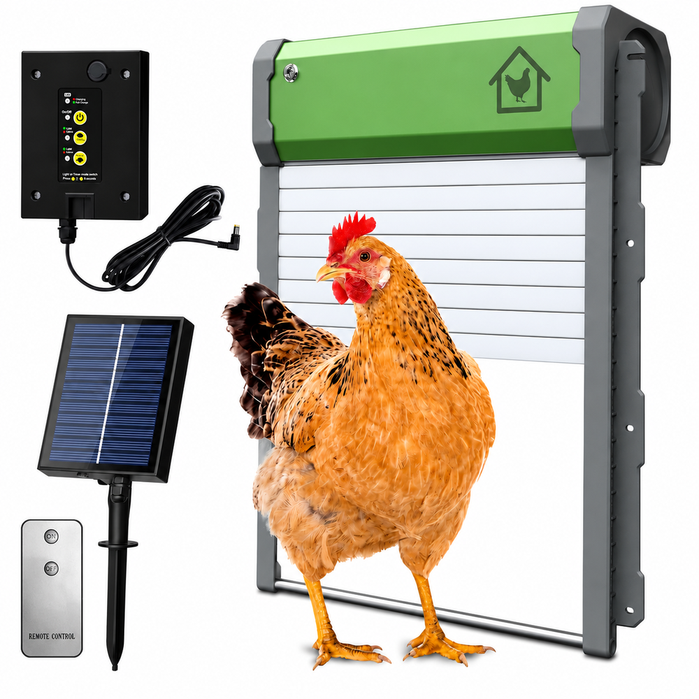 Automatic Chicken Coop Door Solar Powered Coop Door Opener with Remote Control