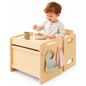 Wooden Activity Table and Chair Set Adjustable Montessori Learning Play Furniture