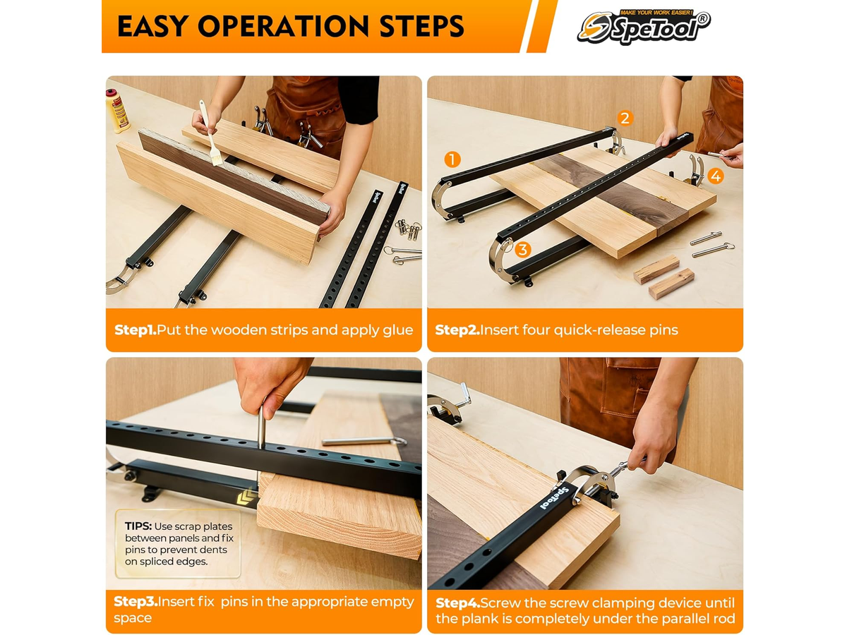 Panel Clamps 24 Inch 2 Pack 4 Way Pressure Steel Woodworking Clamps for Glue Up and Cabinet Projects