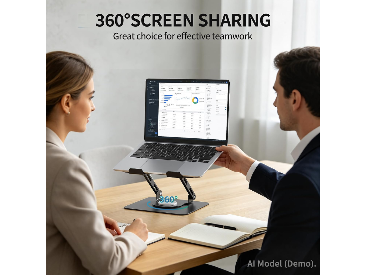 Laptop Stand with 360° Rotating Base Adjustable Foldable Computer Riser
