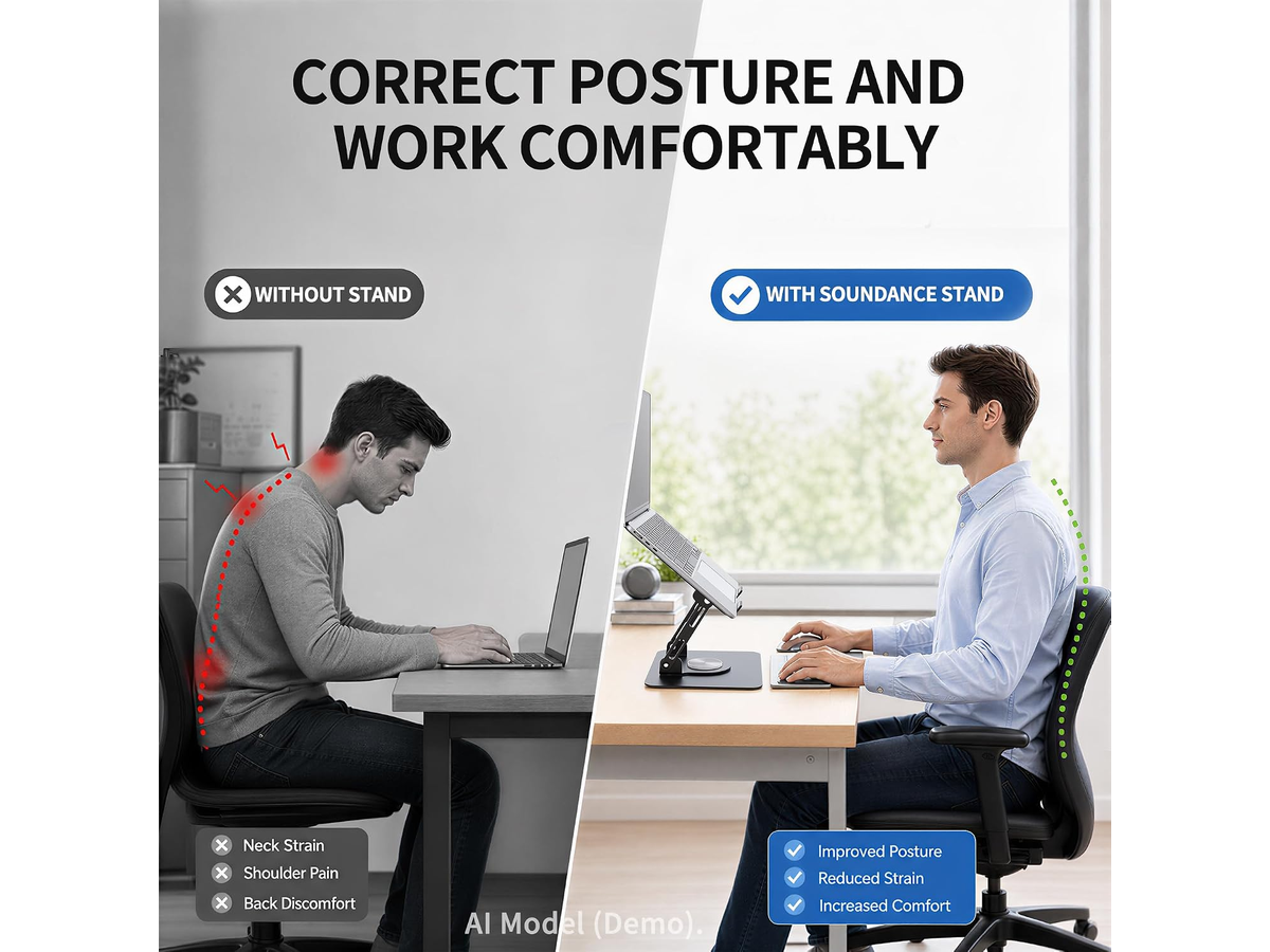 Laptop Stand with 360° Rotating Base Adjustable Foldable Computer Riser