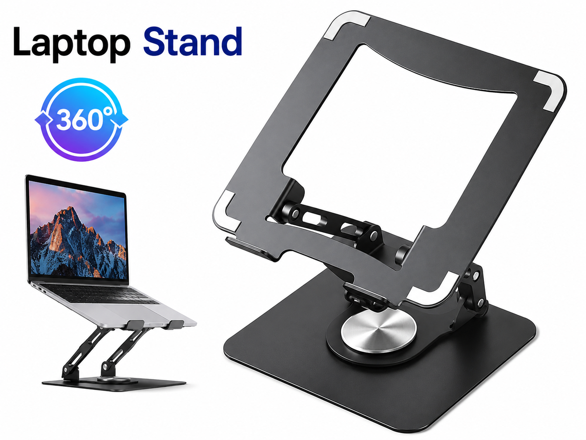 Laptop Stand with 360° Rotating Base Adjustable Foldable Computer Riser
