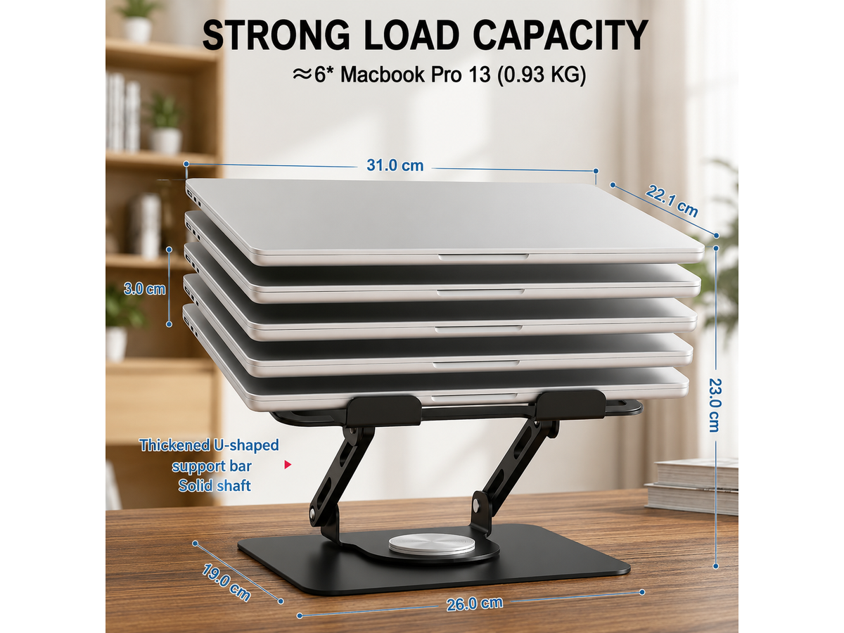 Laptop Stand with 360° Rotating Base Adjustable Foldable Computer Riser