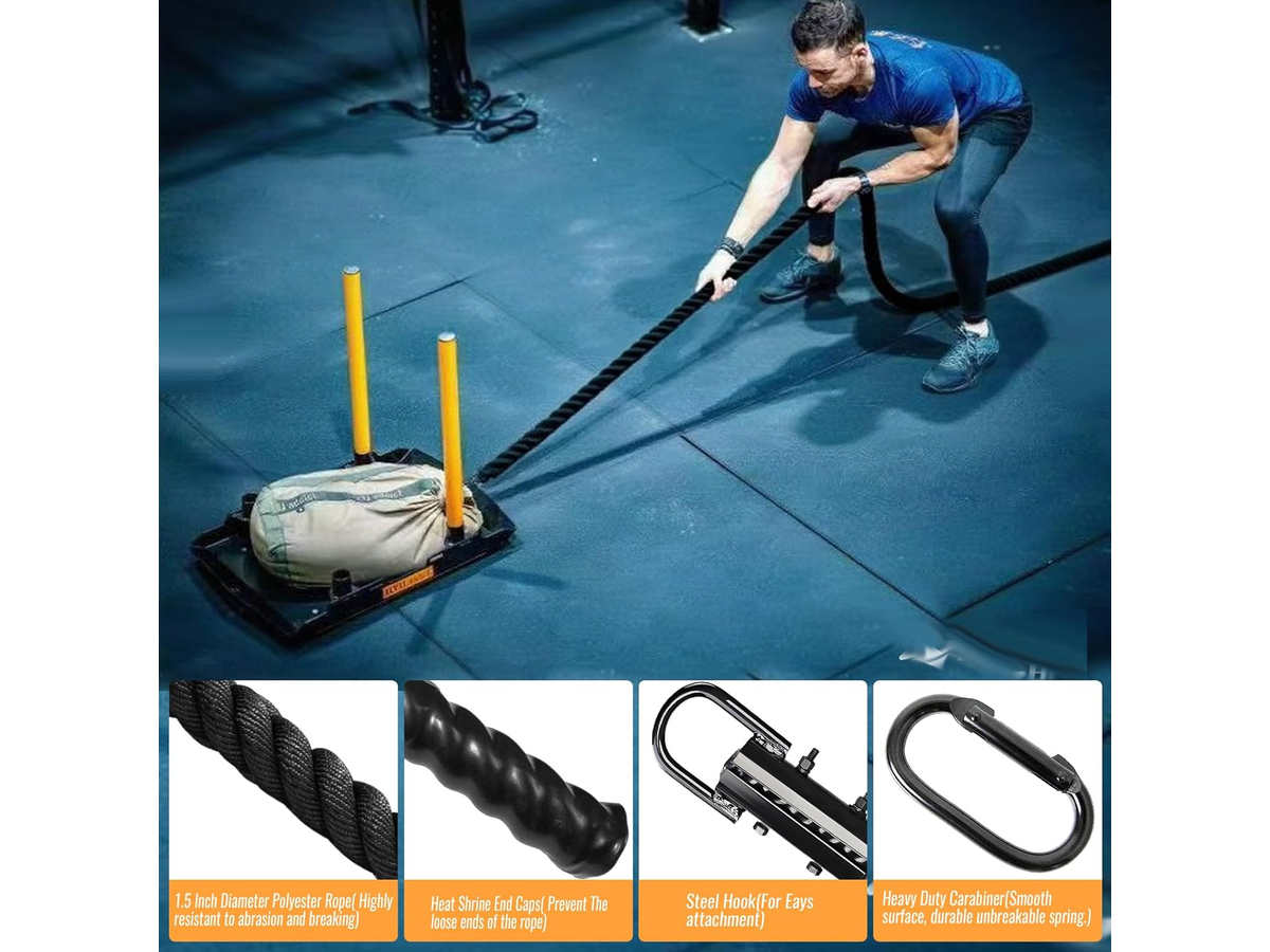 Heavy Duty Training Rope with Carabiner for Fitness and Strength Training