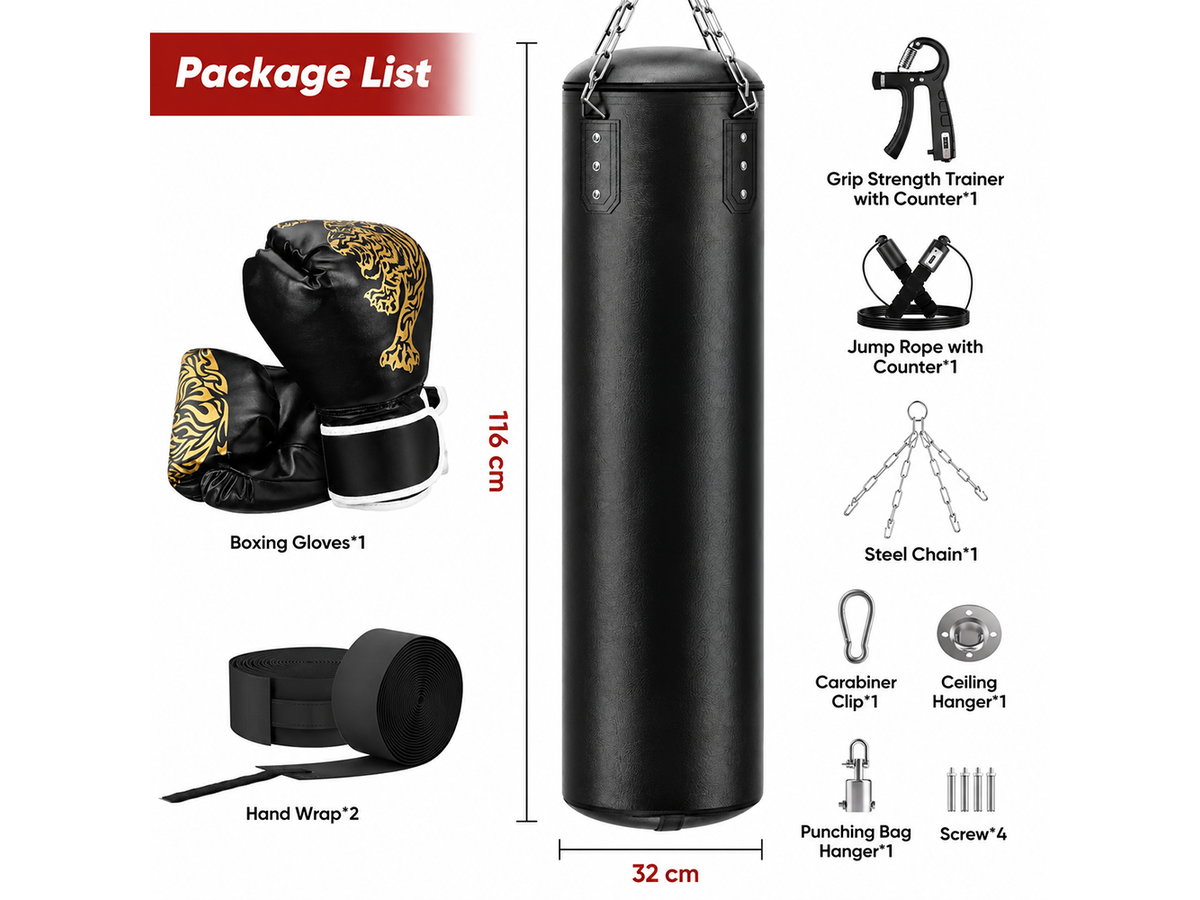 Hanging Boxing Bag Kit 4FT Punching Bag Set with Gloves and Training Accessories