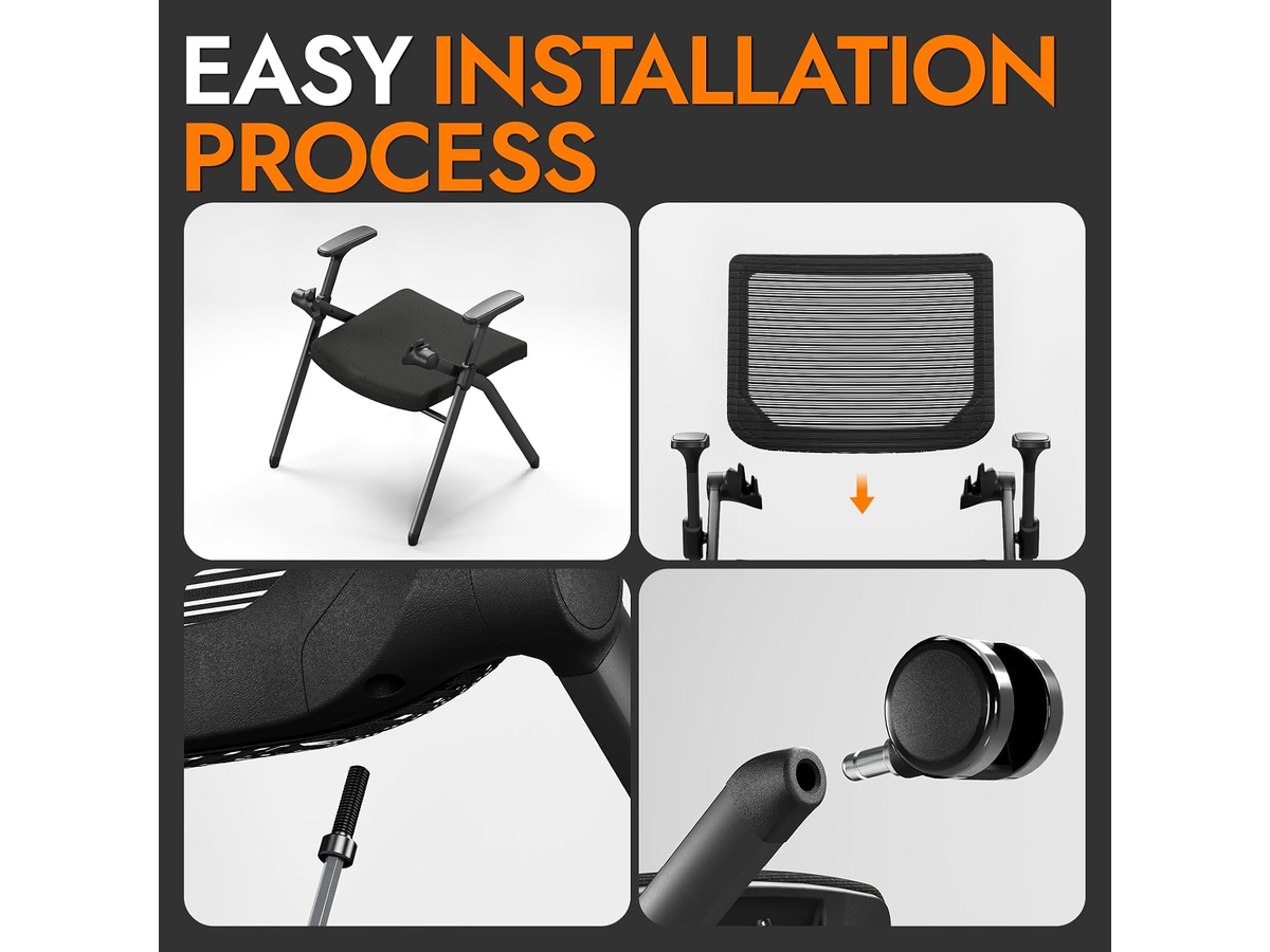 Folding Mesh Meeting Chairs with Wheels Adjustable Arms