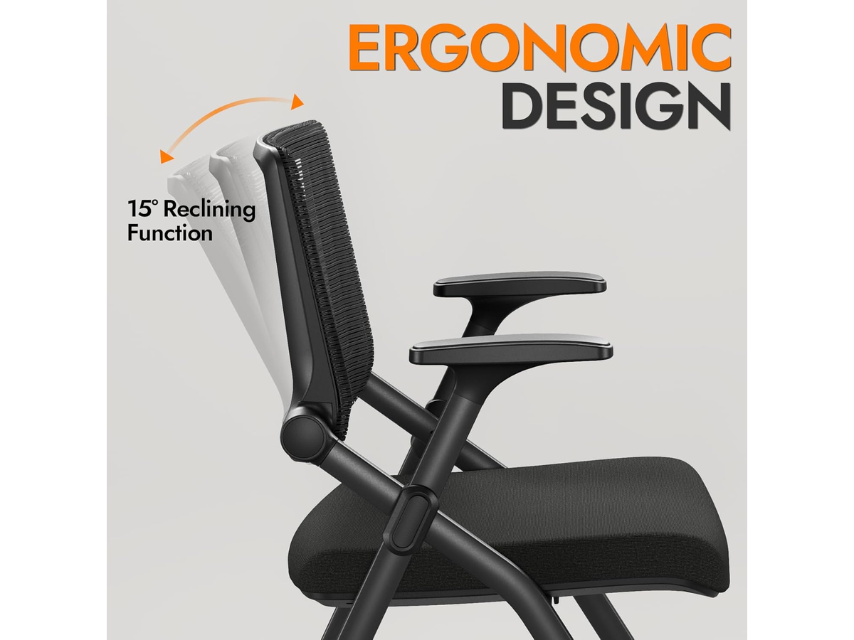 Folding Mesh Meeting Chairs with Wheels Adjustable Arms