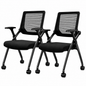 Folding Mesh Meeting Chairs with Wheels Adjustable Arms