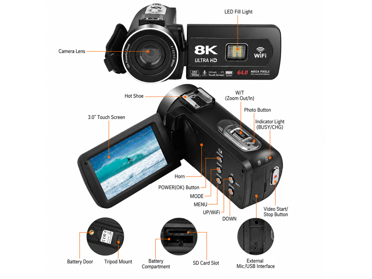 8K Camcorder Video Camera