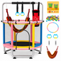 Trampoline Indoor Outdoor Trampoline with Safety Net Gymnastics Bar Swing and Basketball Hoop