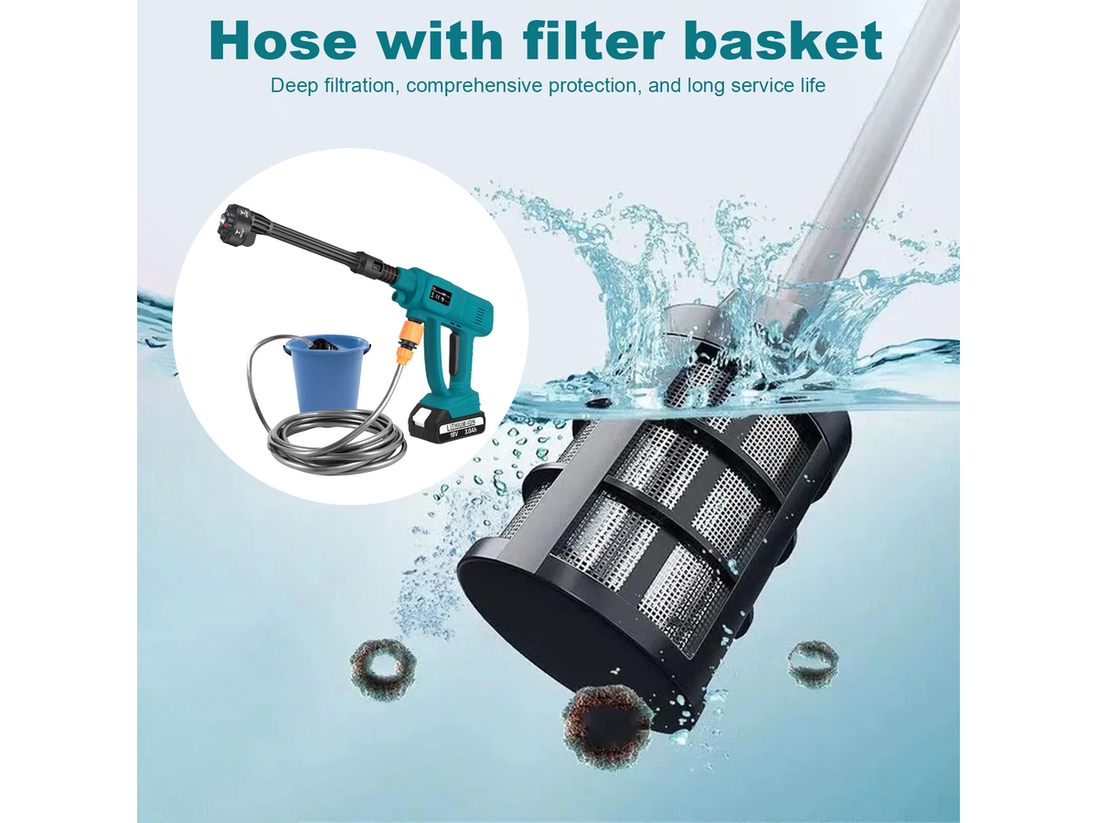 Cordless Pressure Washer 21V Portable Power Washer with 2 Batteries 6 in 1 Nozzle