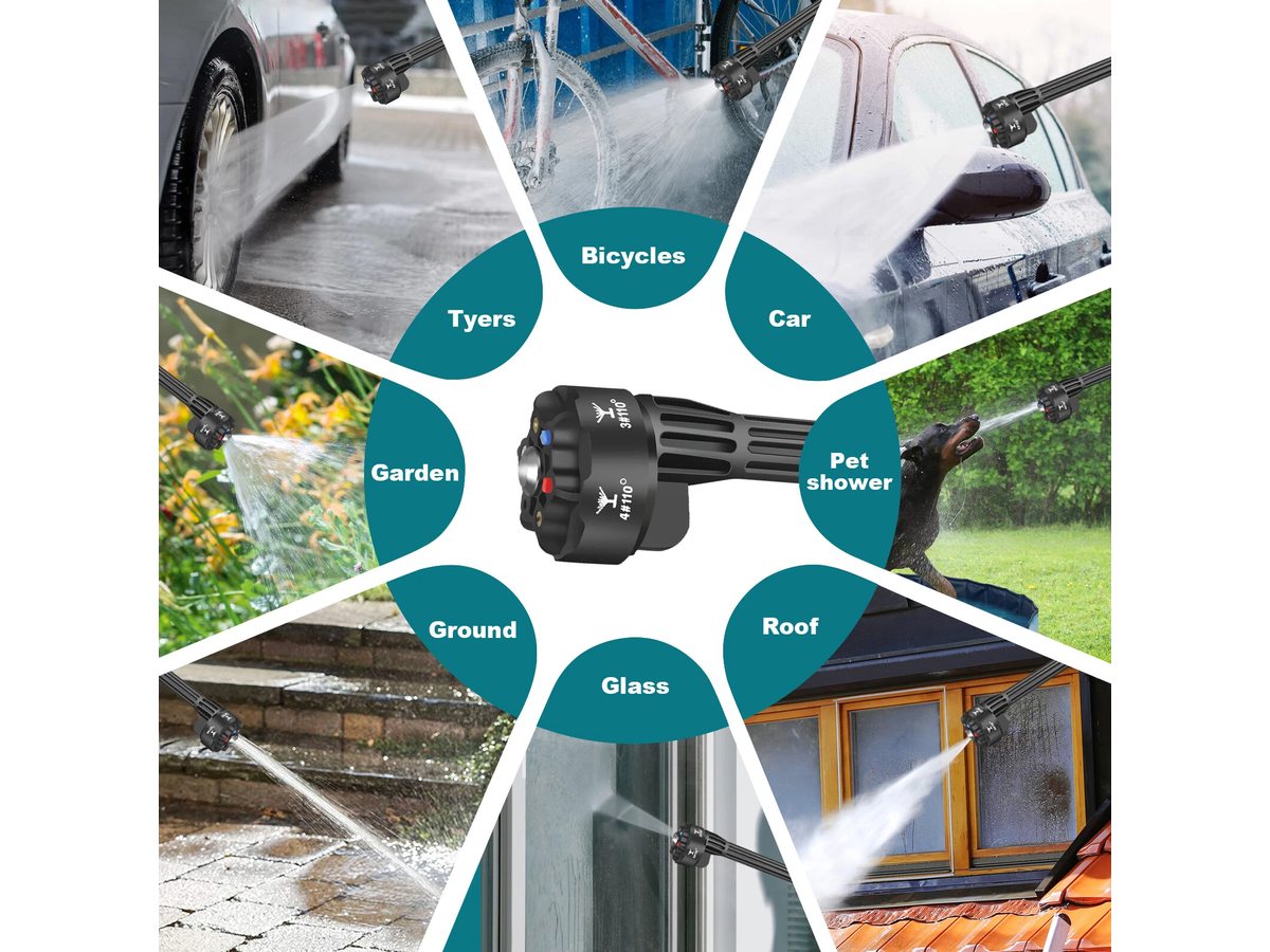 Cordless Pressure Washer 21V Portable Power Washer with 2 Batteries 6 in 1 Nozzle