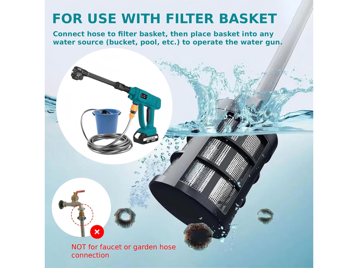 Cordless Pressure Washer 21V Portable Power Washer with 2 Batteries 6 in 1 Nozzle