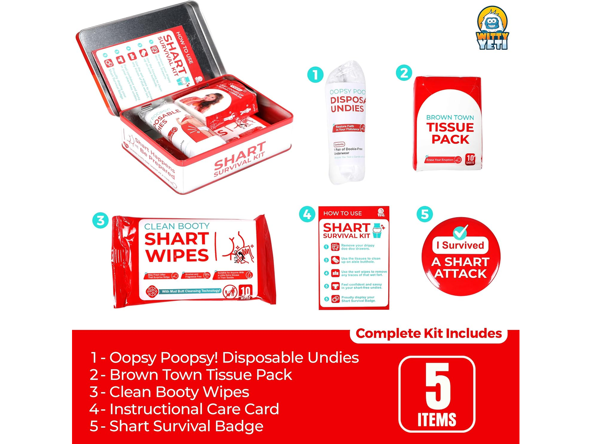 Funny Shart Survival Kit By Emergency Gag Gift with Wipes Tissues