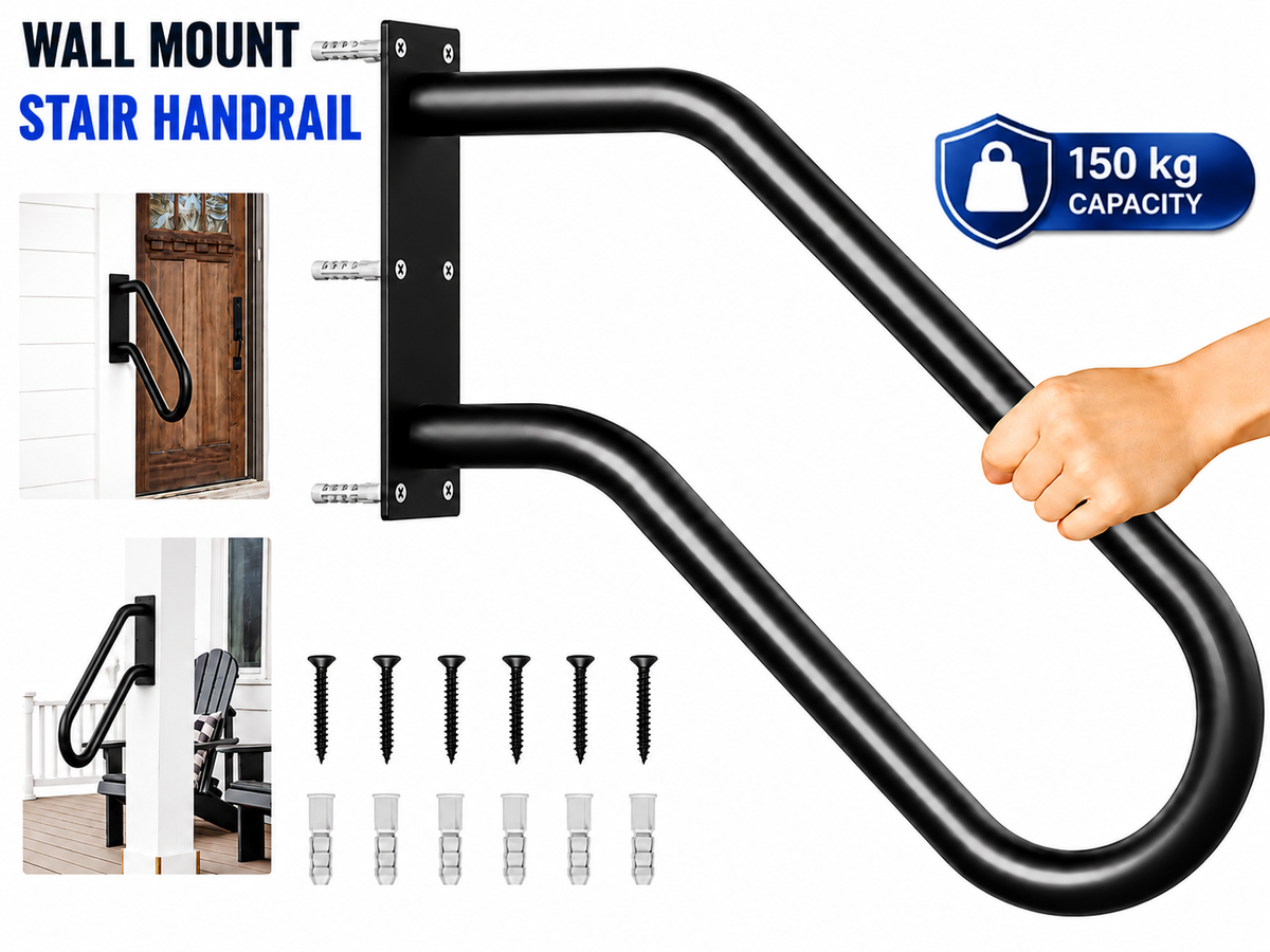Wall Mount Handrail for Outdoor Steps U Shaped Stair Safety Grab Bar