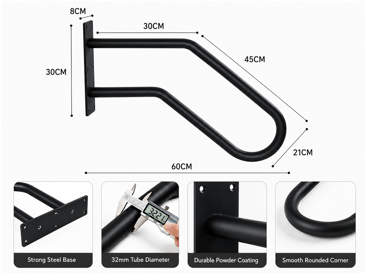 Wall Mount Handrail for Outdoor Steps U Shaped Stair Safety Grab Bar