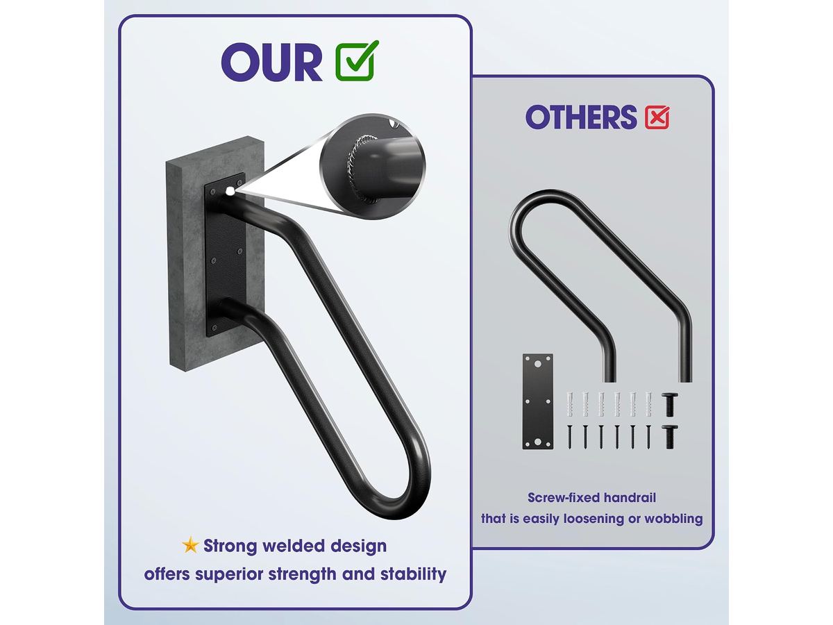 Wall Mount Handrail for Outdoor Steps U Shaped Stair Safety Grab Bar