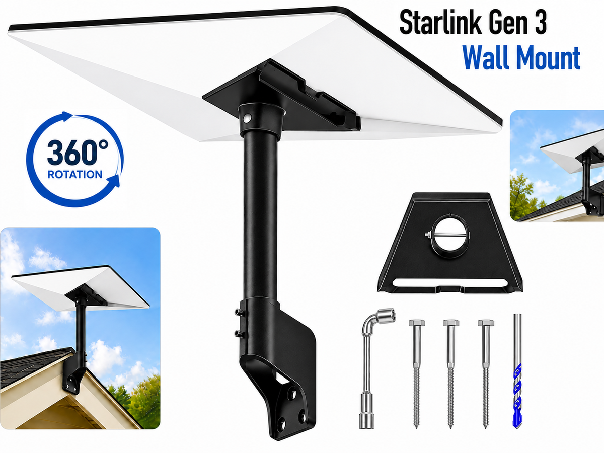 Starlink Gen 3 Mount 360 Degree Adjustable Wall Roof Eave Mount for Starlink V3 4 4X