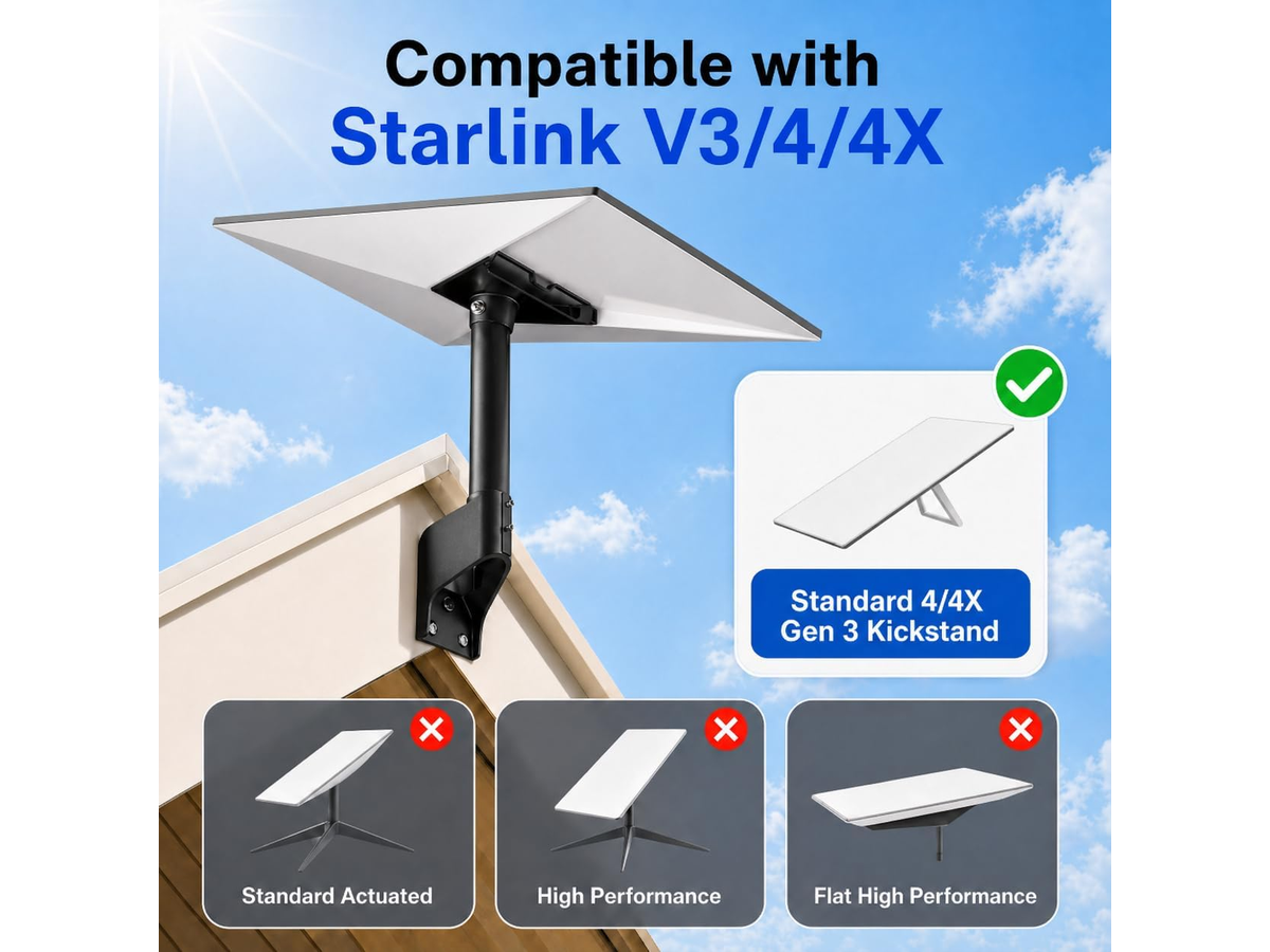 Starlink Gen 3 Mount 360 Degree Adjustable Wall Roof Eave Mount for Starlink V3 4 4X
