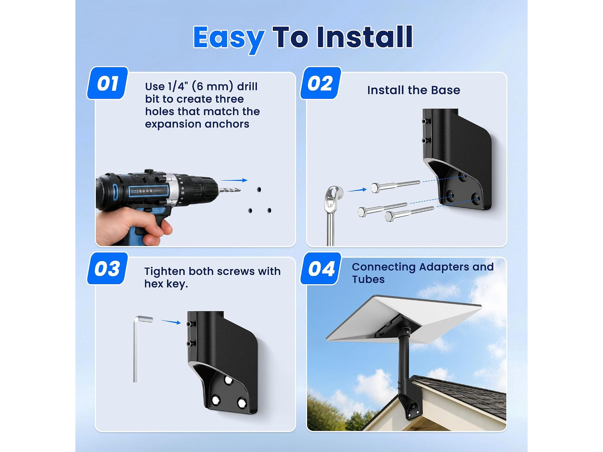 Starlink Gen 3 Mount 360 Degree Adjustable Wall Roof Eave Mount for Starlink V3 4 4X