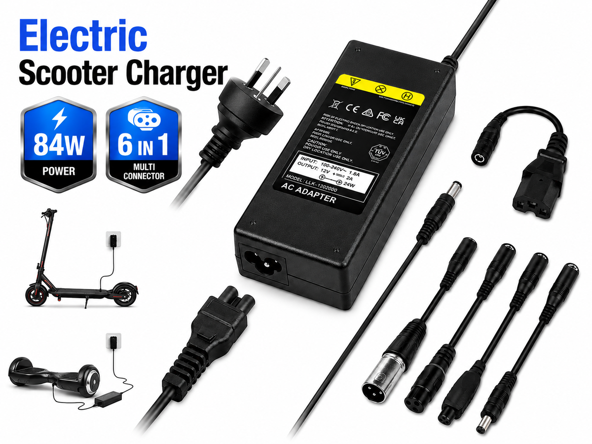 Electric Scooter Charger 42V 2A 84W 6 in 1 Universal Charger with Adapter Cables