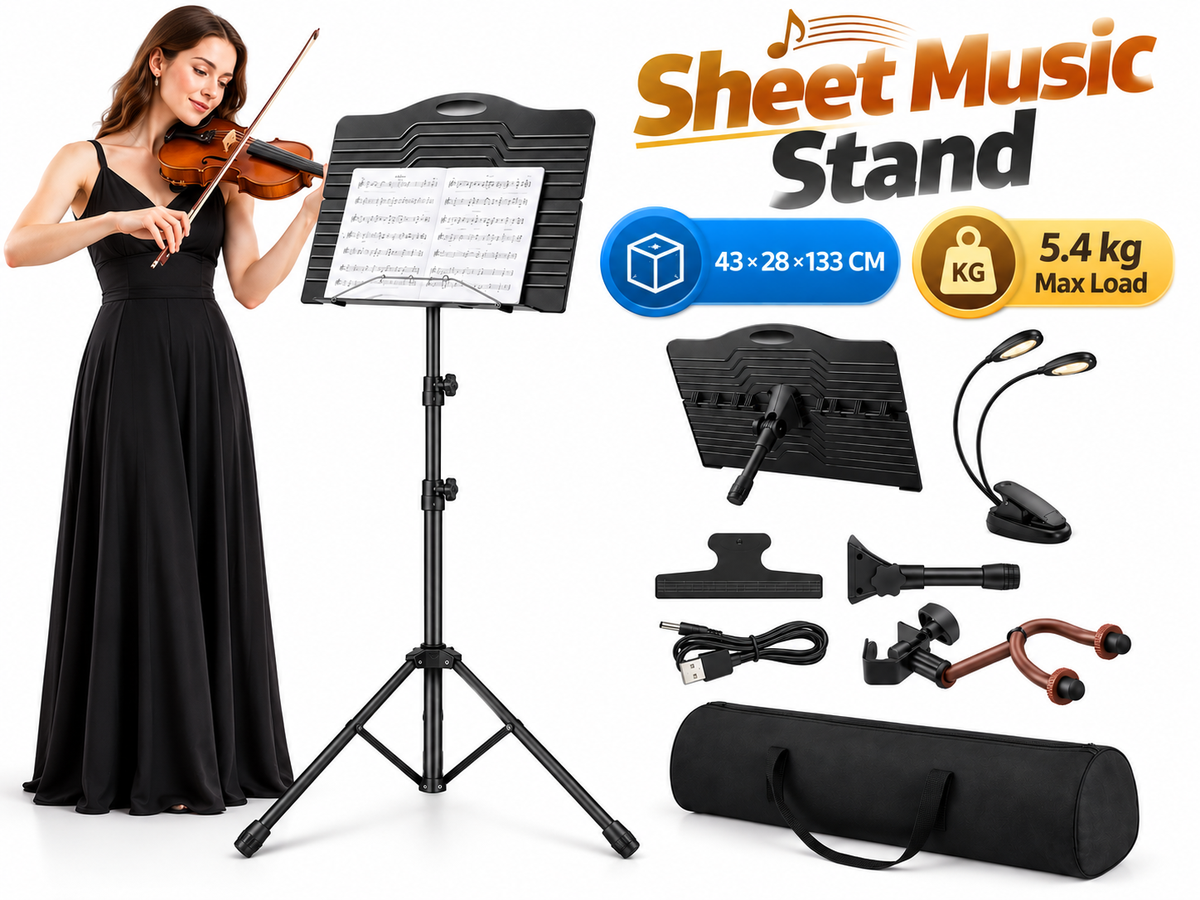Sheet Music Stand with Detachable Hanger for Guitar