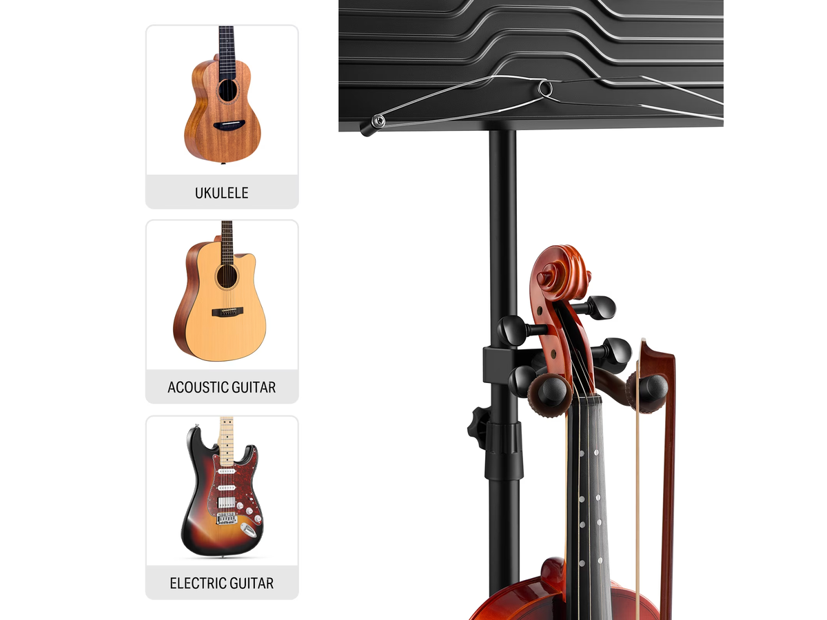 Sheet Music Stand with Detachable Hanger for Guitar