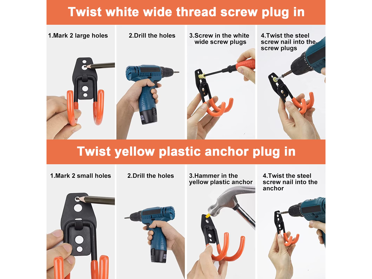 Garage Storage Hooks 16 Pack Heavy Duty Steel Wall Mount Tool Organizer