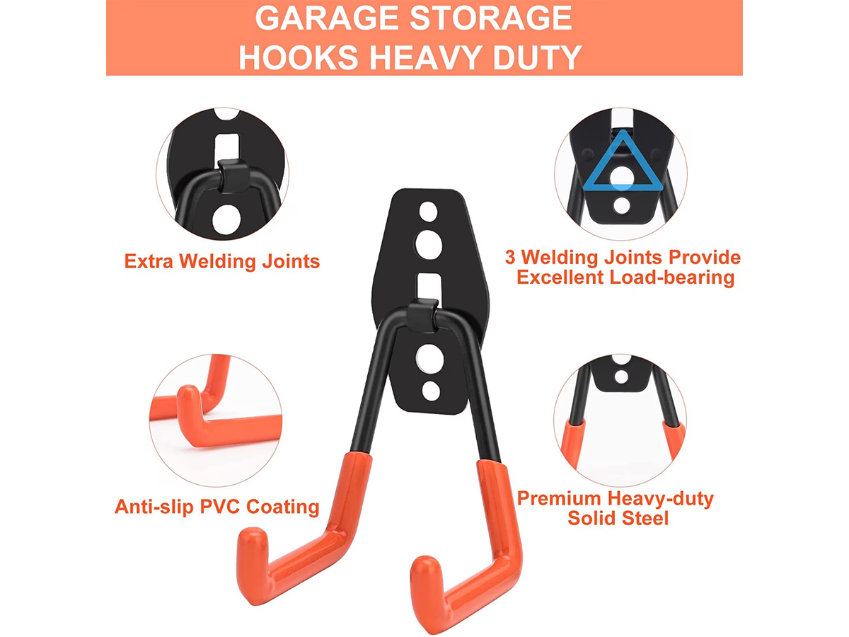 Garage Storage Hooks 16 Pack Heavy Duty Steel Wall Mount Tool Organizer