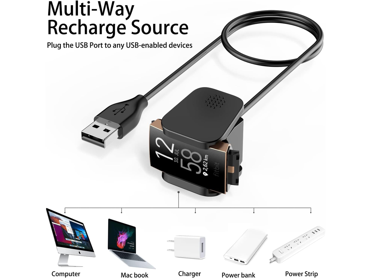 USB Charging Cable for Fitbit Charge 3 and Charge 4