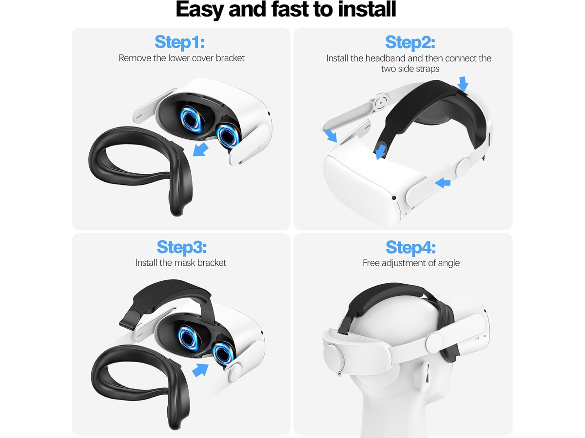 Meta Quest 2 Head Strap Adjustable Elite Replacement VR Head Support